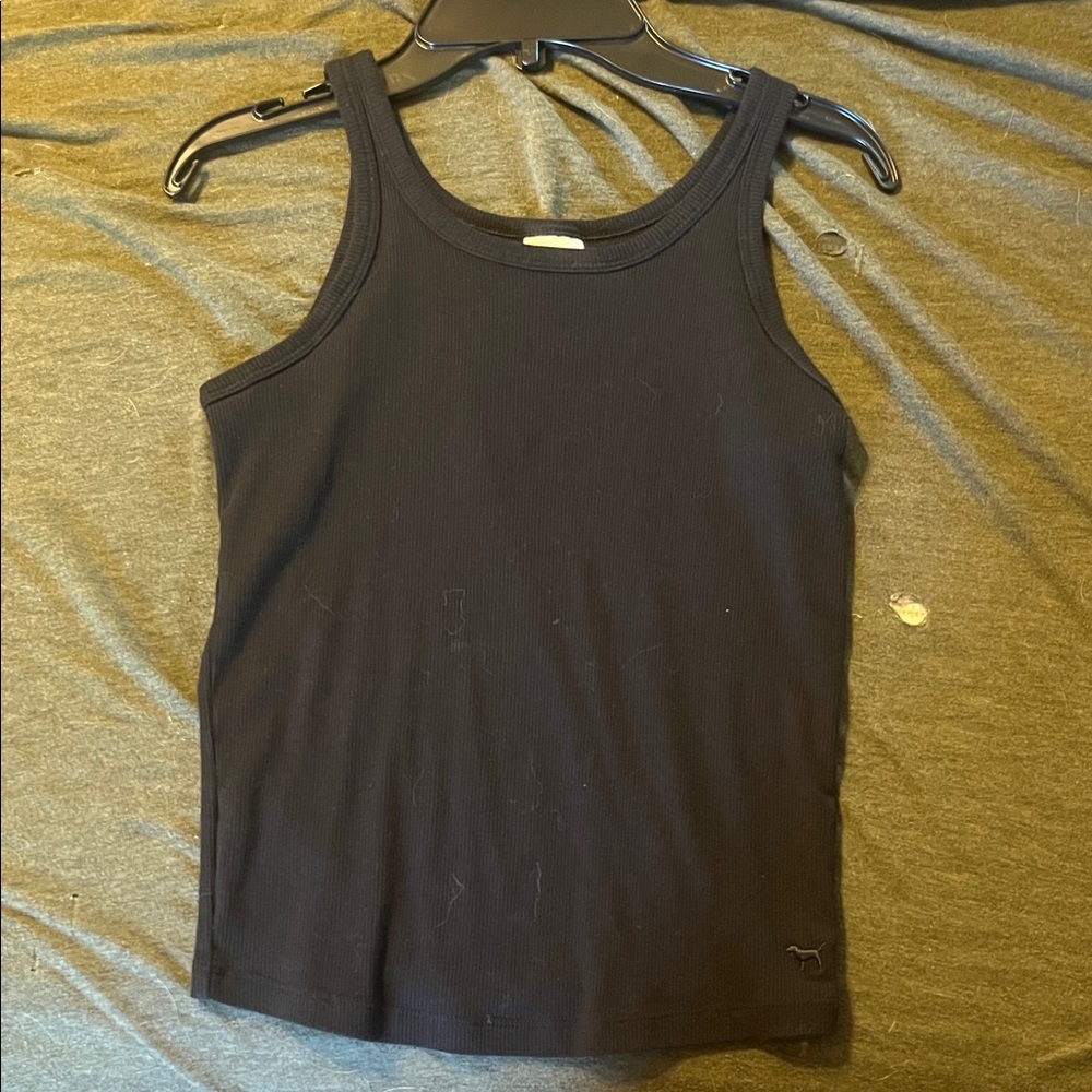 Pink Victoria’s Secret Black Ribbed Tank Top